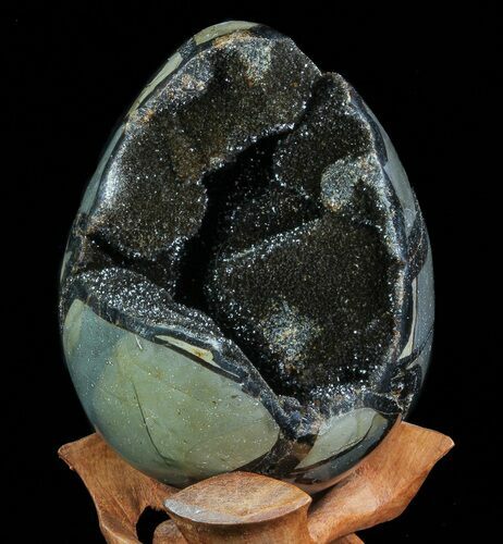 Septarian Dragon Egg Geode - Black Crystals #71986